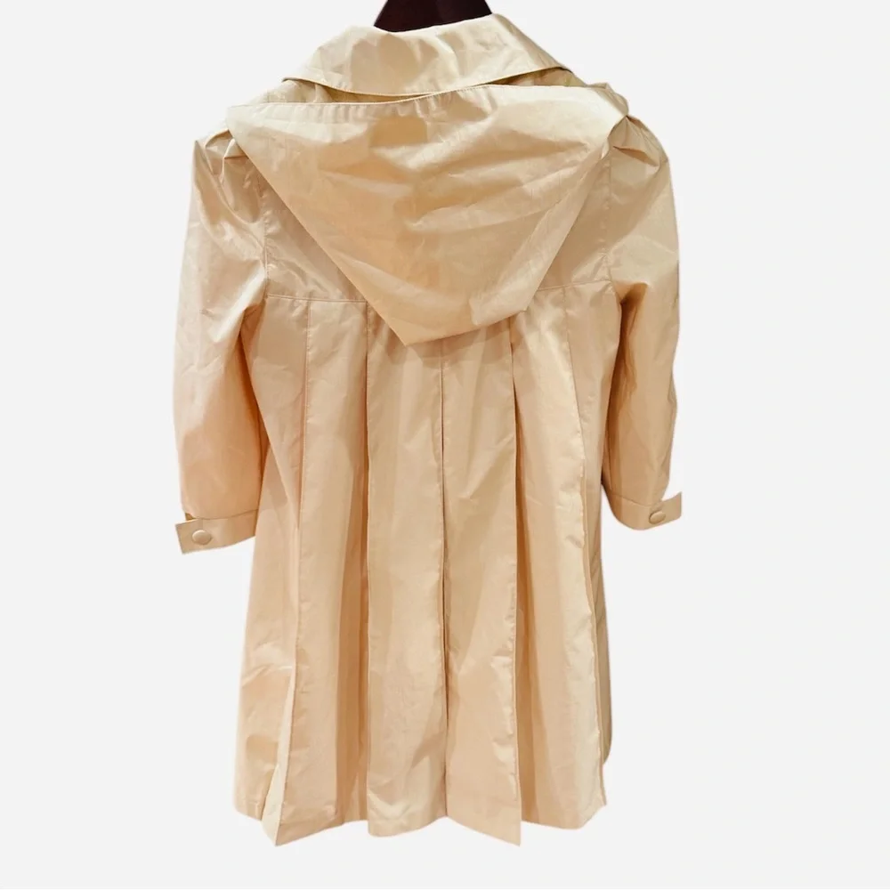 Vintage Rothschild Spring Rain Dress Coat Yellow Oyster Pleats Bow 8 Detach Hood